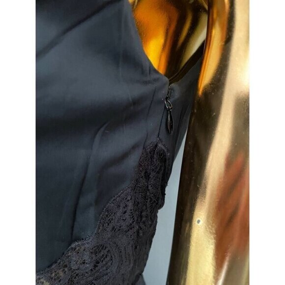 Versace Black Sleeveless Lace Trim Slip Dress V-Neck & Side Zipper Whimsigoth - Picture 5 of 16